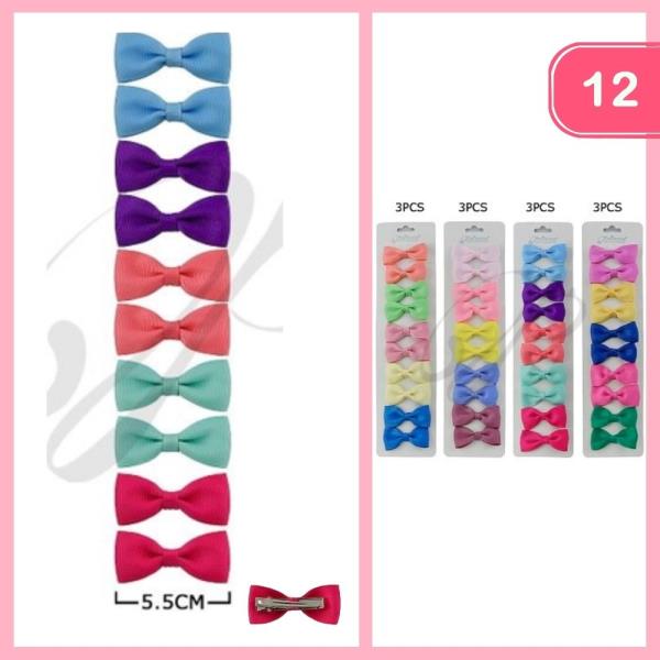 MINI RIBBON HAIR PIN 12 PC SET (12 UNITS)
