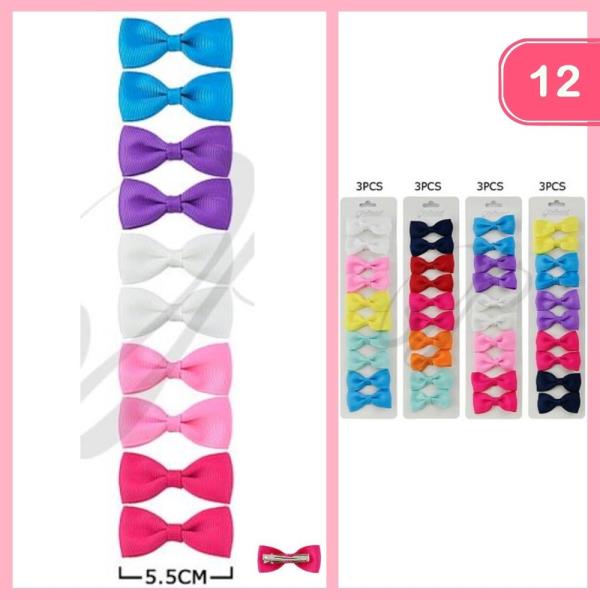 MINI RIBBON HAIR PIN 12 PC SET (12 UNITS)