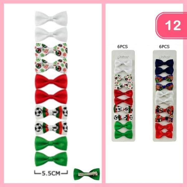 MINI RIBBON HAIR PIN 12 PC SET (12 UNITS)