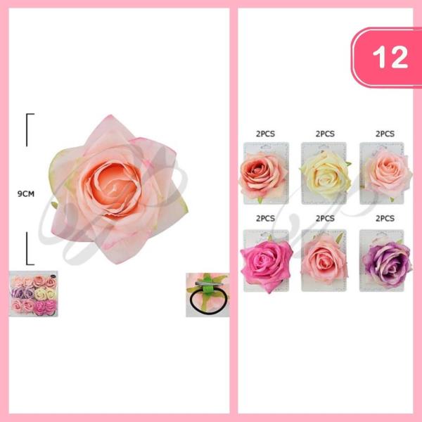 ROSE  FLOWER HAIR TIE  (12 UNITS)