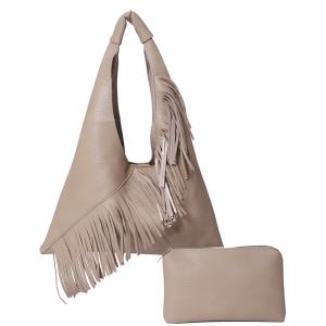 2IN1 FRINGE DESIGN SHOULDER HOBO BAG WITH MINI BAG SET