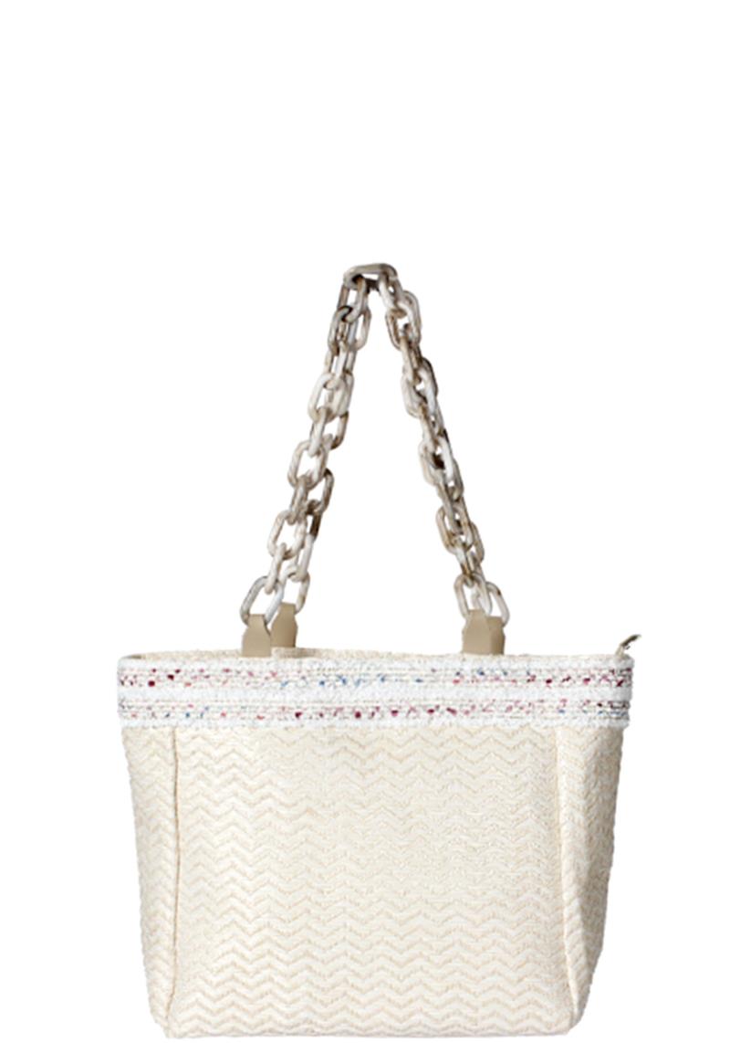 SMOOTH PATTERN DESIGN LINK HANDLE TOTE BAG