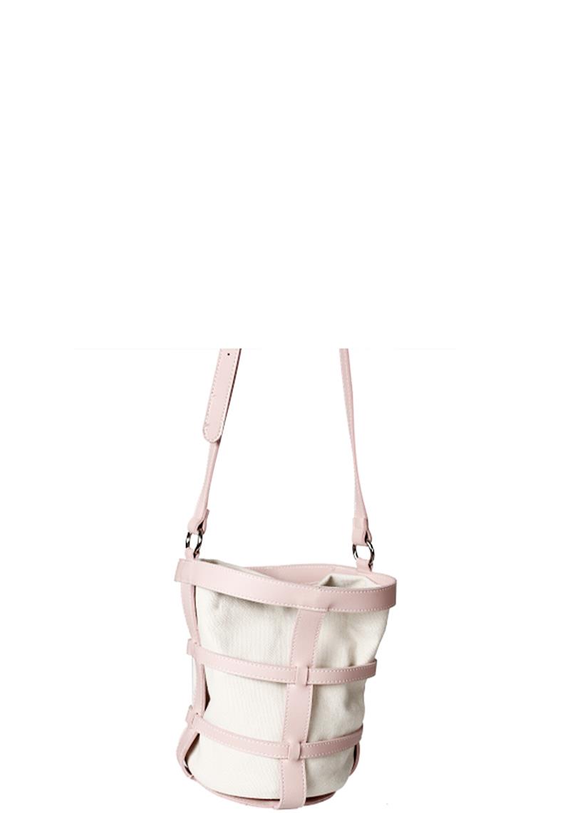STRIPE TWO TONE PATTERN DESIGN CYLINDER SHAPE CROSSBODY BAG