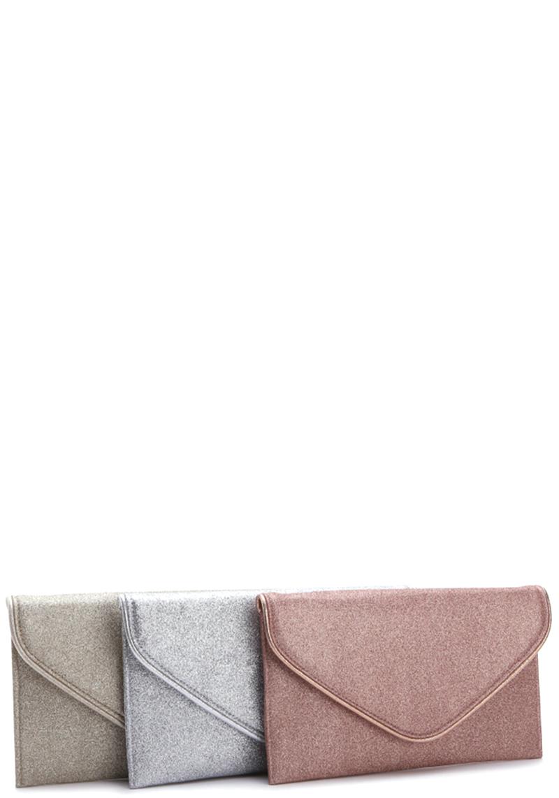 GLITTER TEXTURE ENVELOPE CLUTCH BAG
