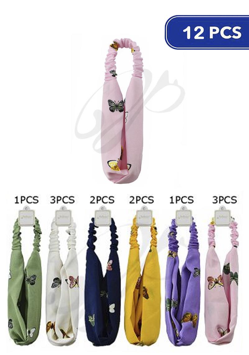 FASHION BUTTERFLY PRINT HEADBAND (12 UNITS)