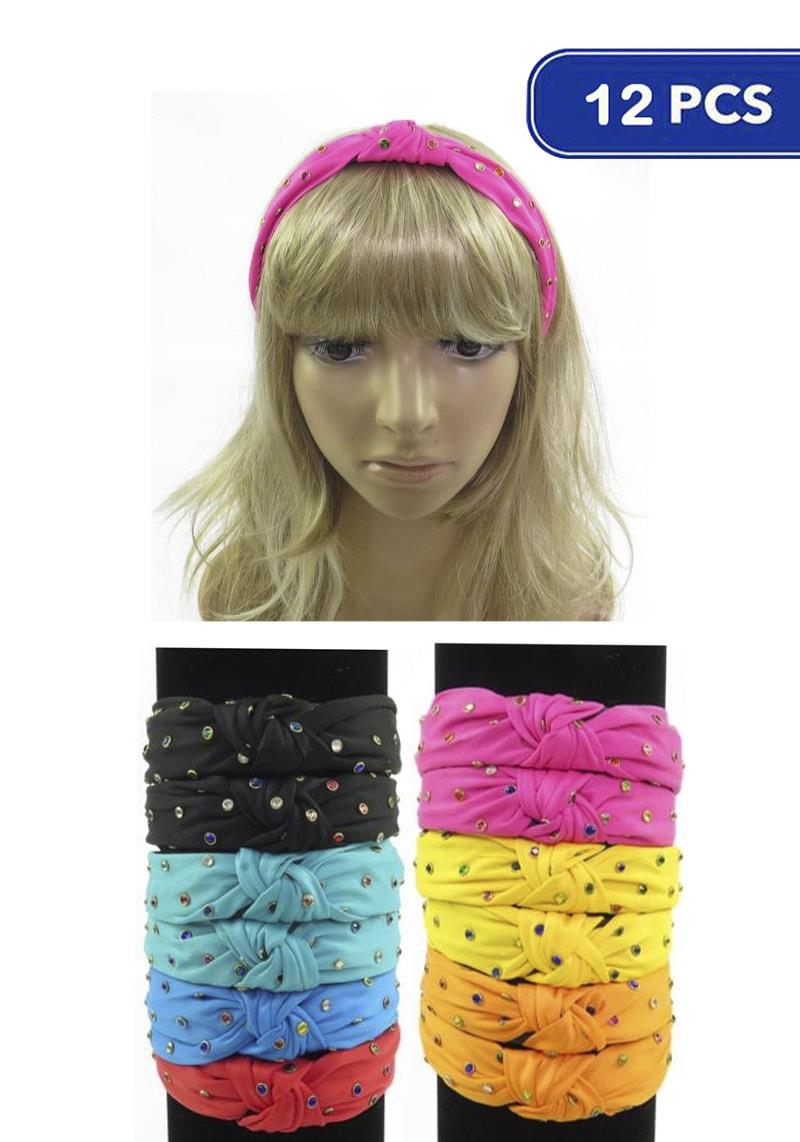 FASHION STONE STUDDED MID KNOT HEADBAND (12 UNITS)