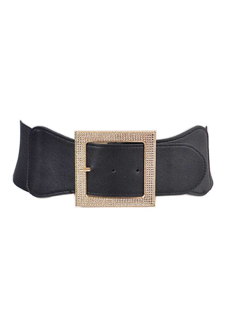 FASHION RHINESTONE ELASTIC SQUARE WAIST BELT
