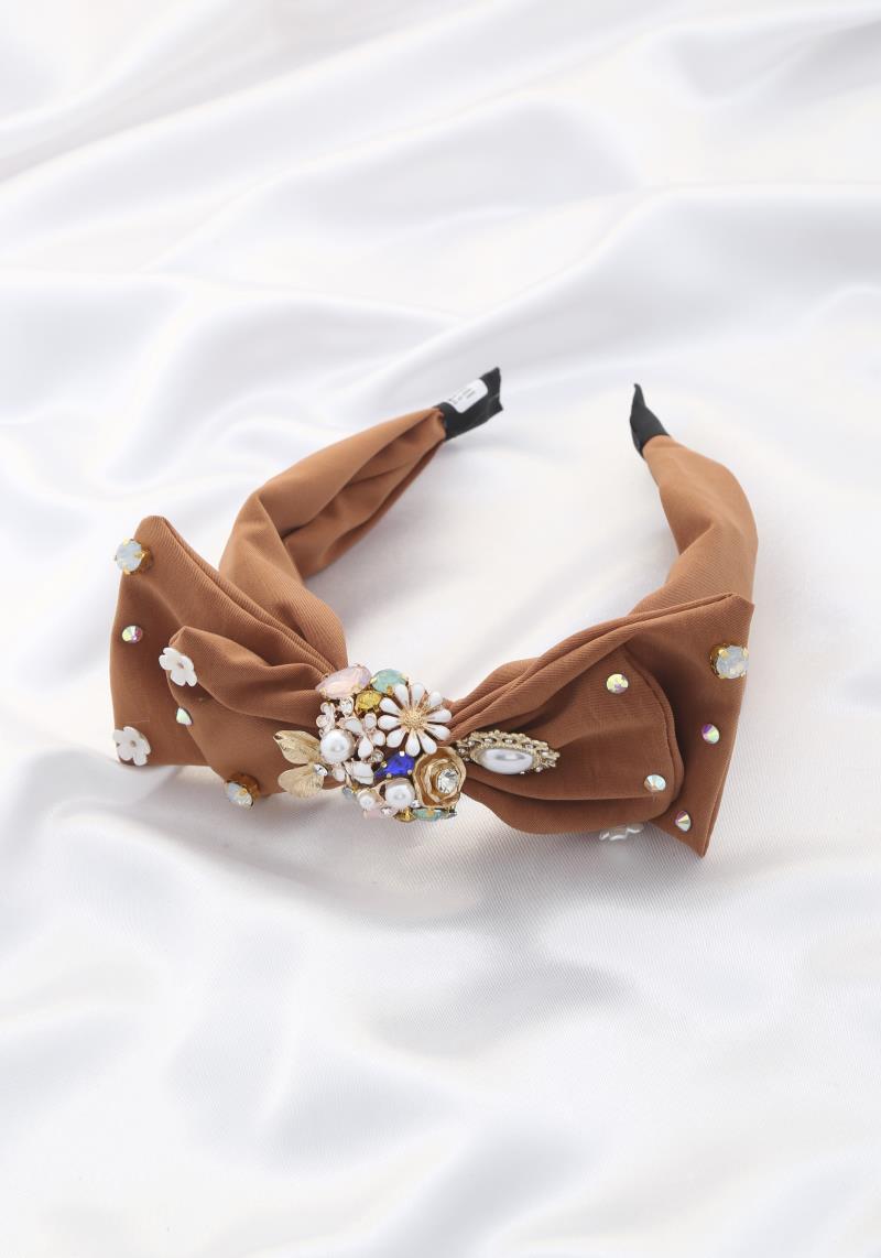 RHINESTONE CLUSTER BOW HEADBAND