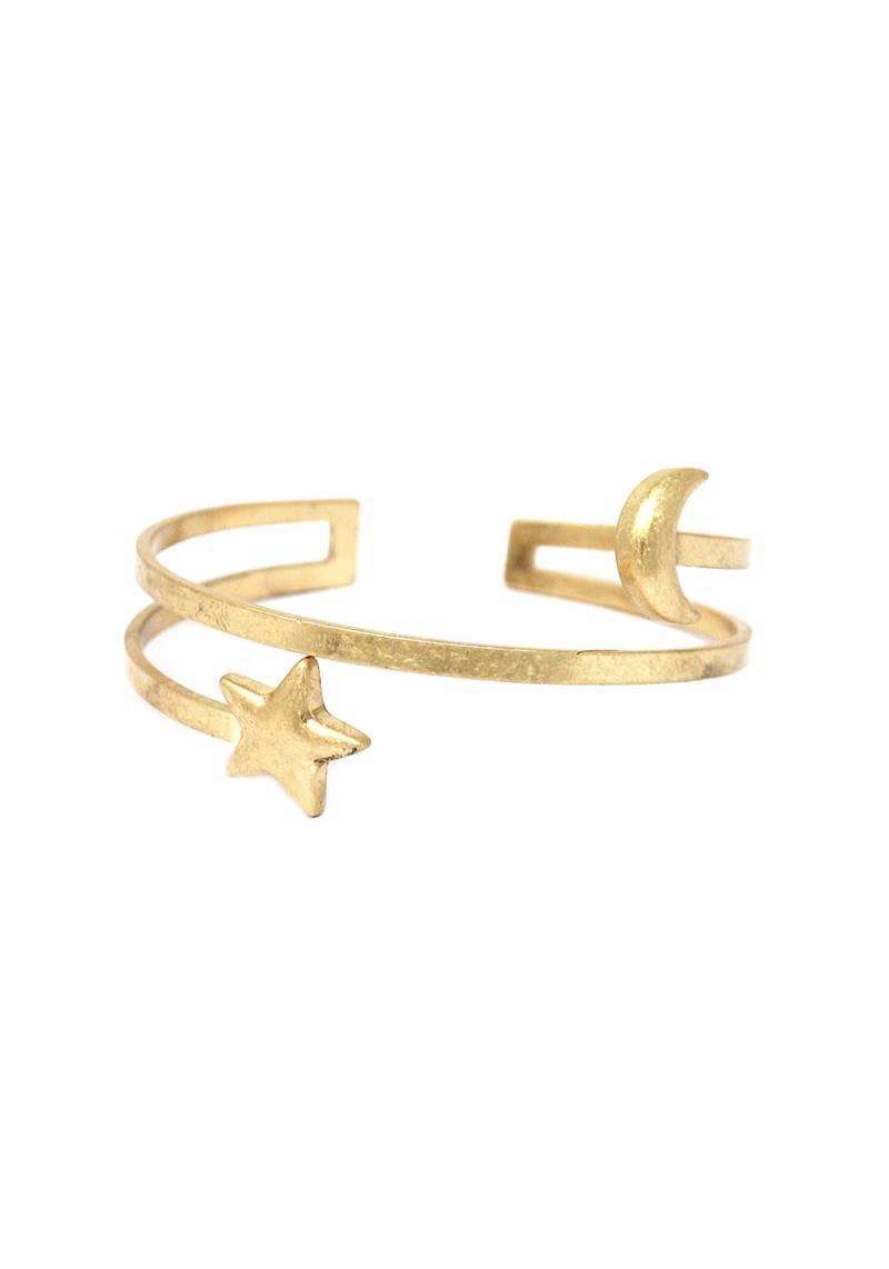 METAL STAR AND MOON BANGLE BRACELET