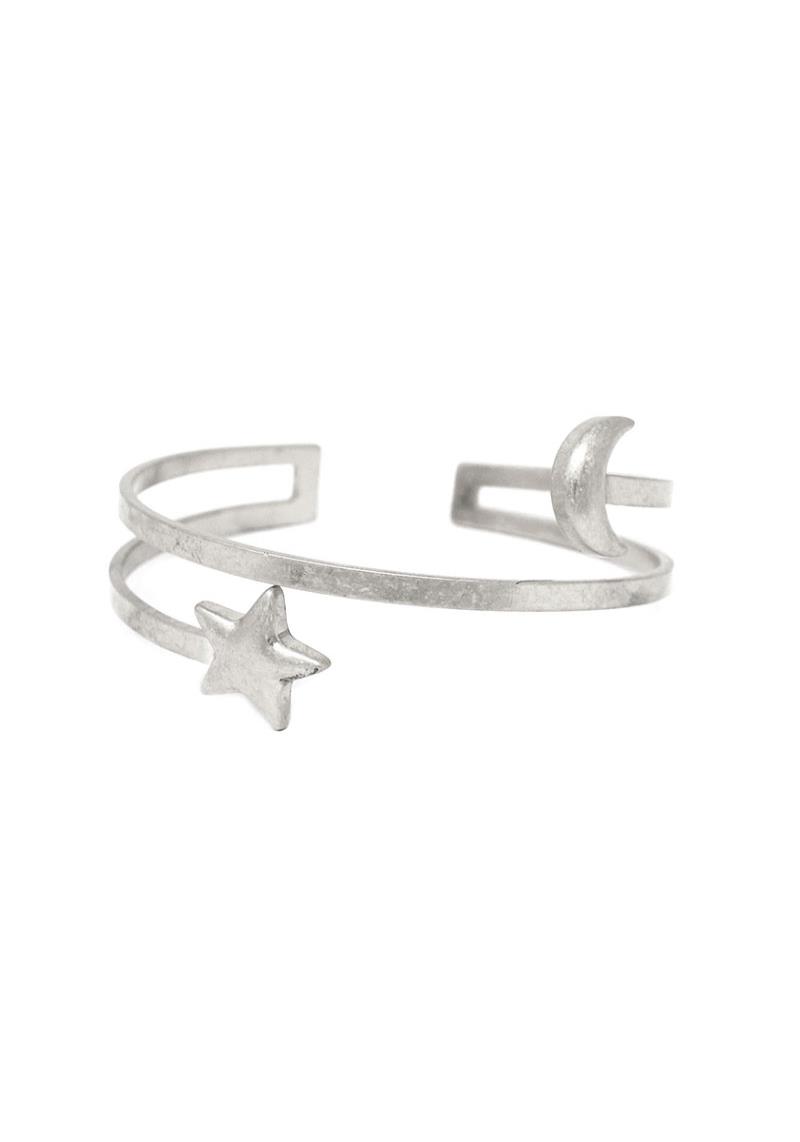 METAL STAR AND MOON BANGLE BRACELET