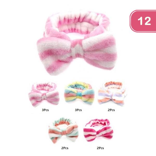 STRIPE RIBBON SPA HEADBAND (12 UNITS)