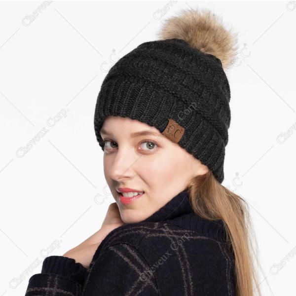 CC SNUGGLY SOFT YARN POMPOM BEANIE