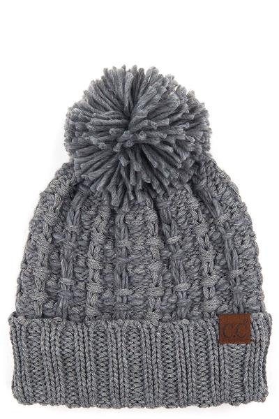 CC SLIPSTITCH POM BEANIE HAT