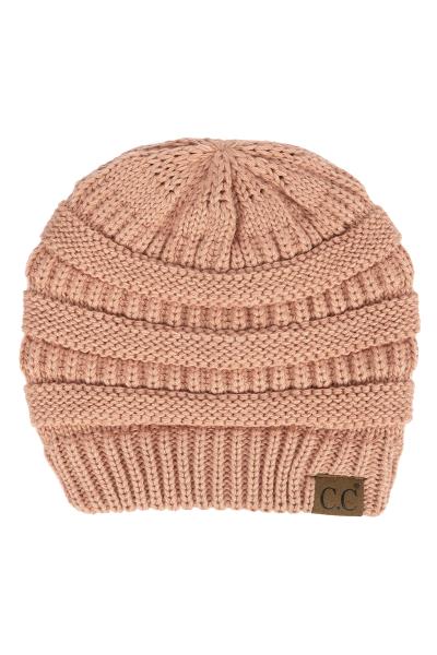 CC RIBBED KNIT BEANIE WITH FUZZY LINING