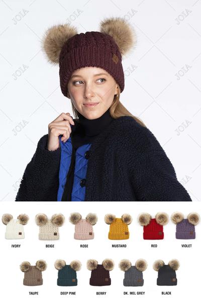 CC KNIT DOUBLE POM BEANIE