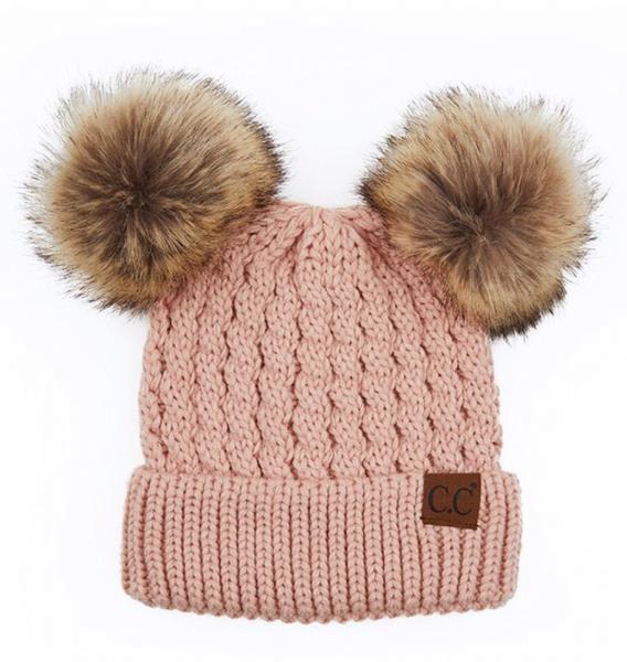 CC KNIT DOUBLE POM BEANIE