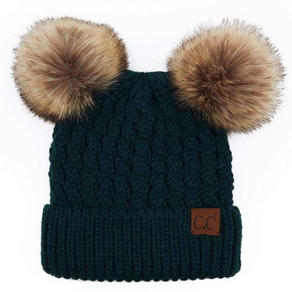 CC KNIT DOUBLE POM BEANIE