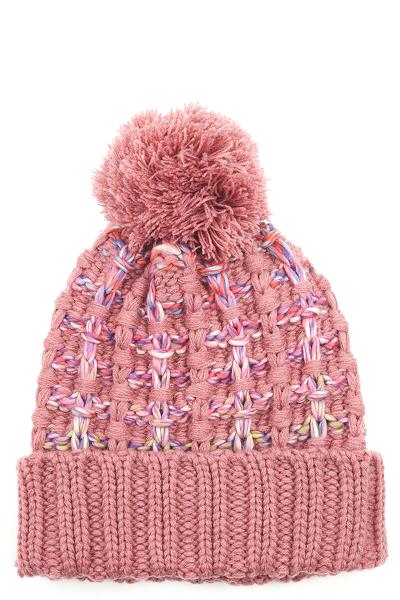 CC OMBRE DOUBLE SLIPSTITCH BEANIE HAT WITH POM