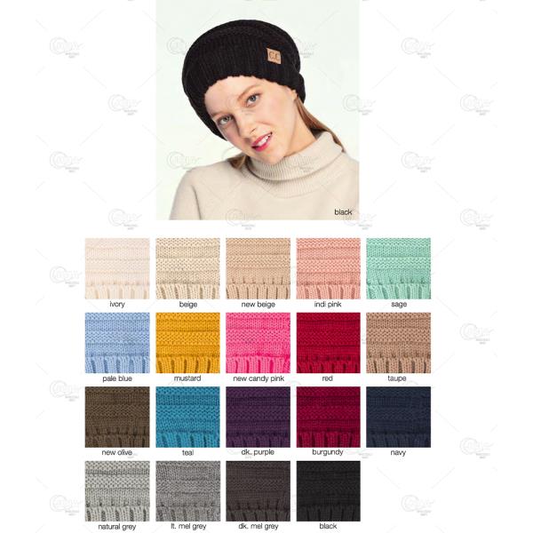 OVER SIZED SLOUCHY RIBBED BAENIE HAT