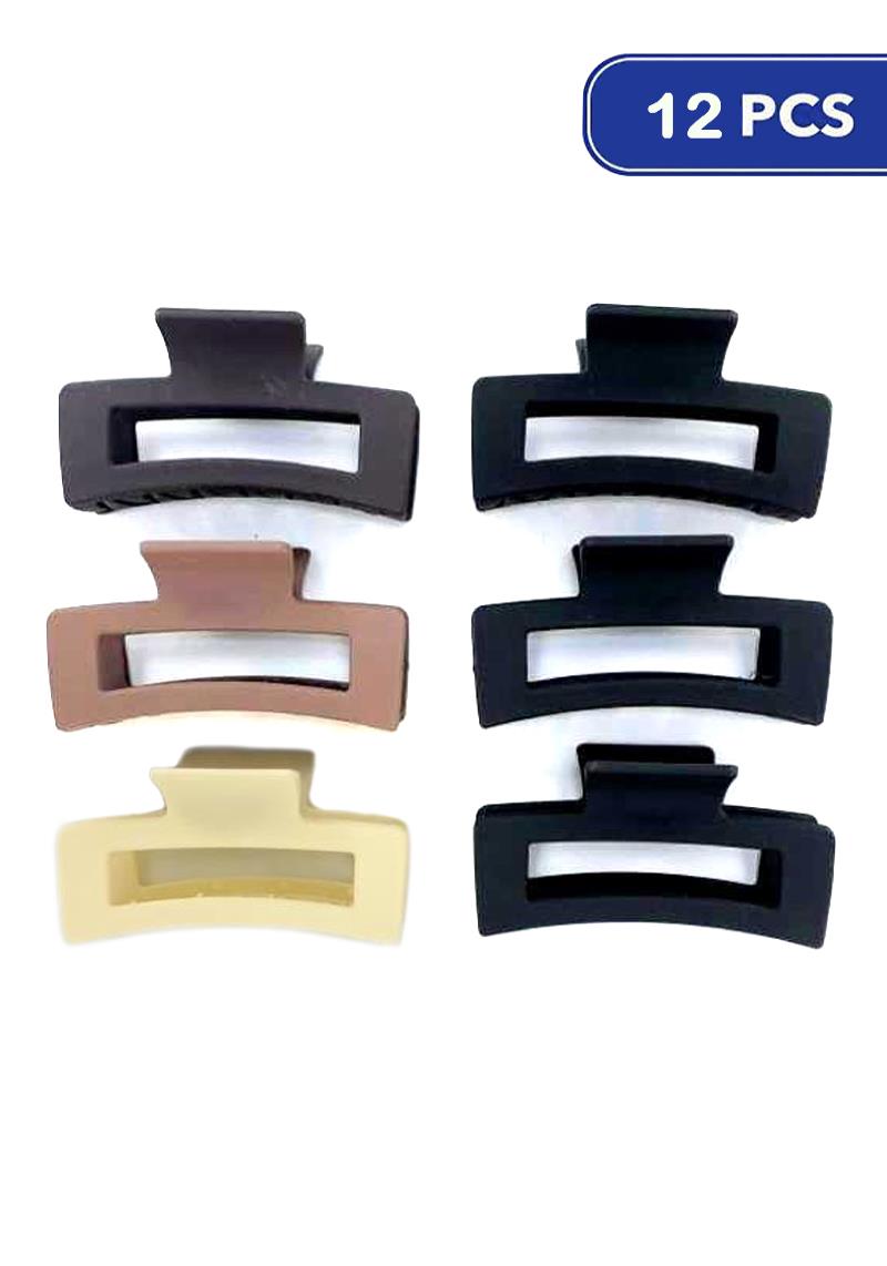 CURVE SMOOTH OPEN RECTANGLE HAIR CLAW CLIP 12 UNITS