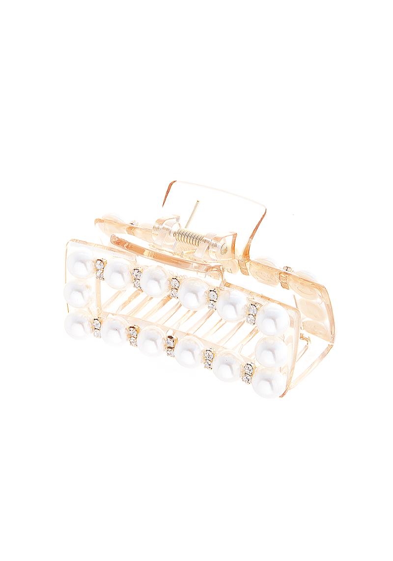 SODAJO PEARL CRYSTAL CLEAR SQUARE HAIR CLAW CLIP