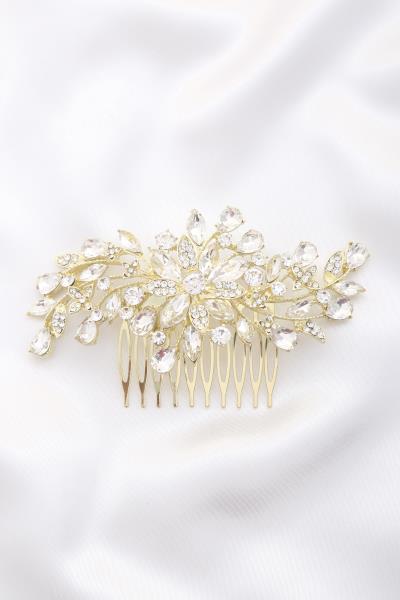 FLOWER TEARDROP RHINESTONE BRIDAL HAIR COMB