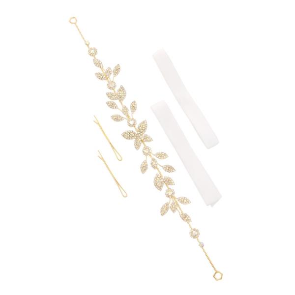 LEAF PATTERN RHINESTONE HAIR VINE