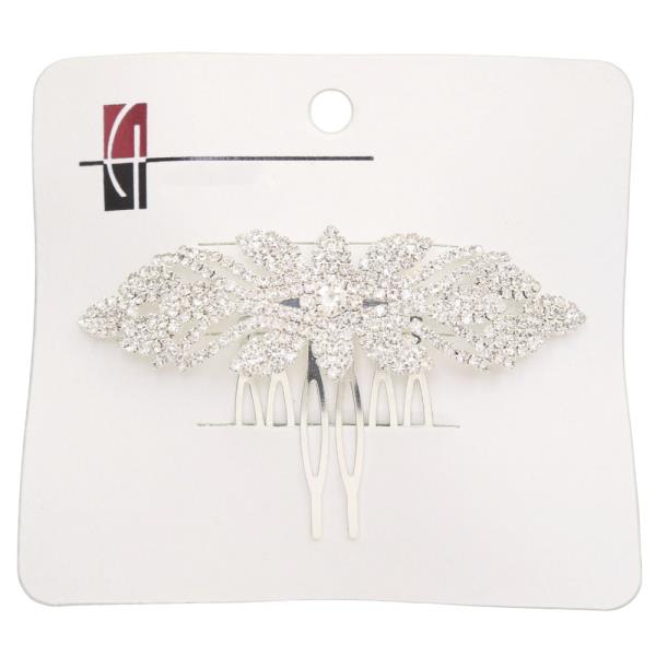 LEAF PATTERN RHINESTONE HAIR COMB