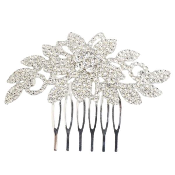 FLOWER PATTERN RHINESTONE HAIR COMB
