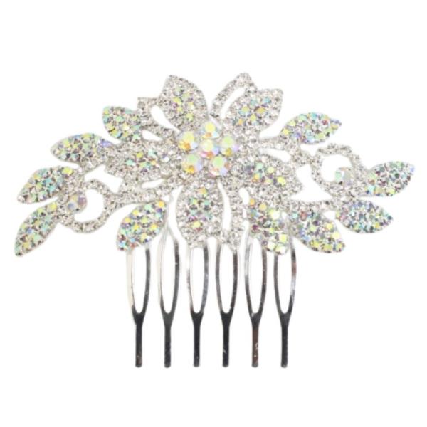 FLOWER PATTERN RHINESTONE HAIR COMB