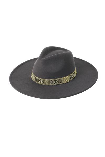 RHINESTONE BOSS STRAP FEDORA