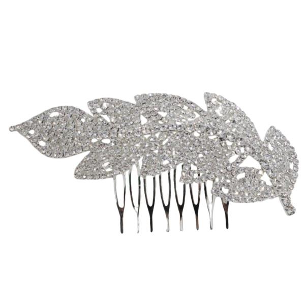 RHINESTONE LEAF HAIR COMB