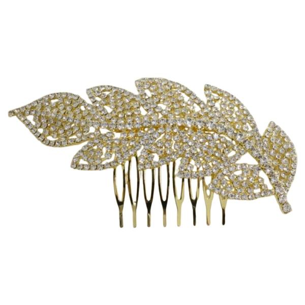 RHINESTONE LEAF HAIR COMB
