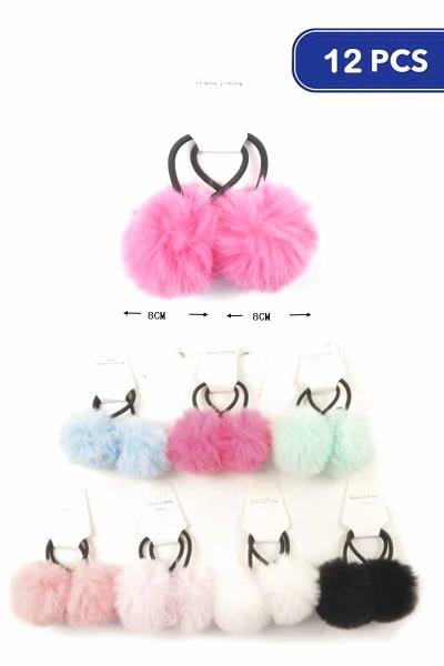 FASHION POMPOM HAIR TIE (12 UNITS)