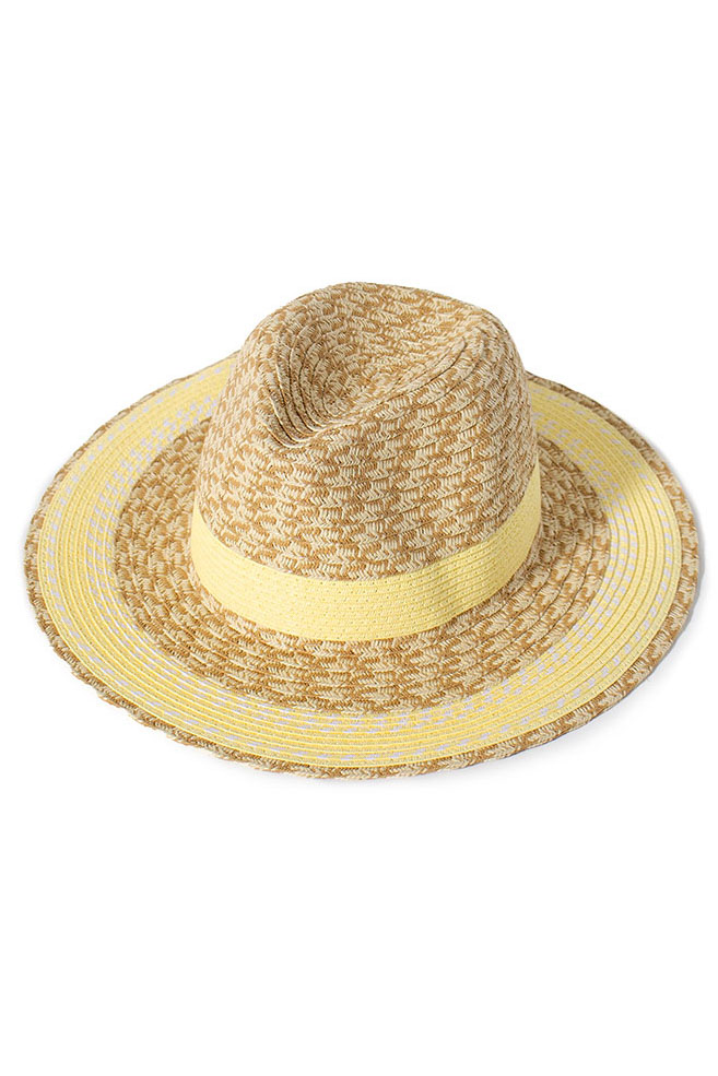 MULTI MARLED STRAW PANAMA HAT