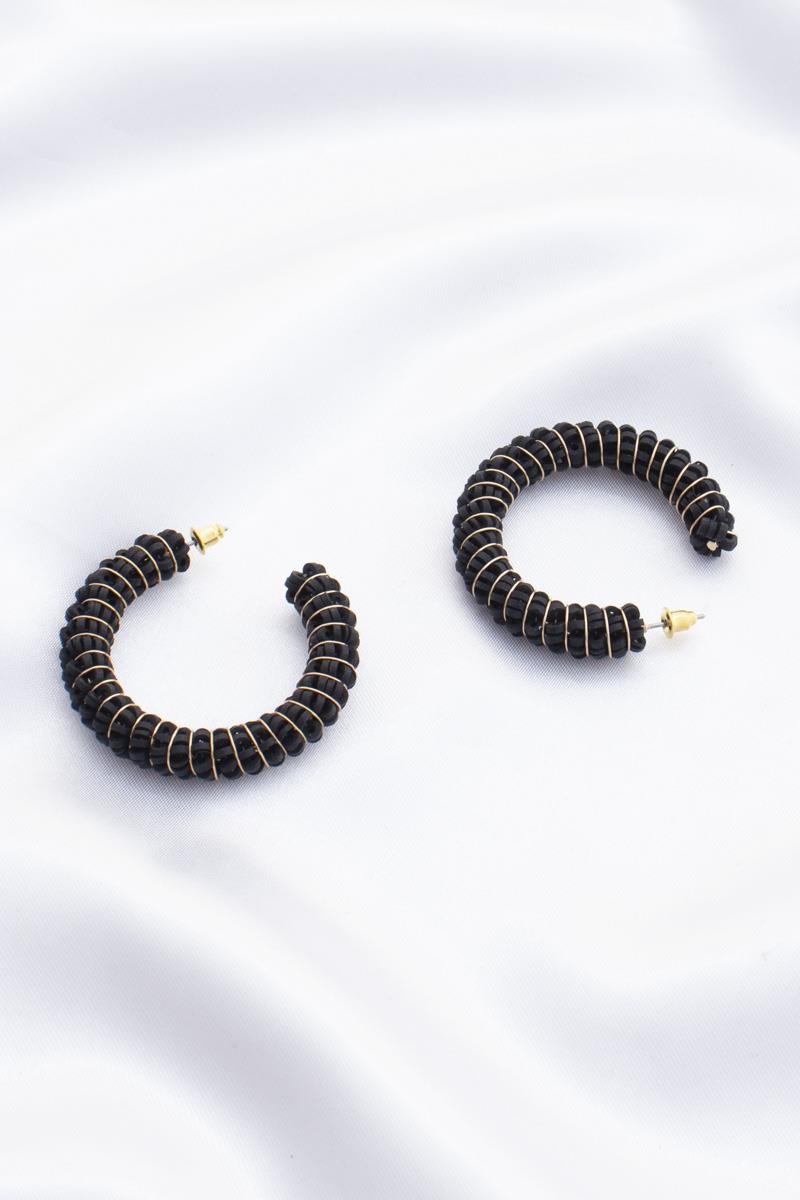RUBBER DISC OPEN HOOP EARRING