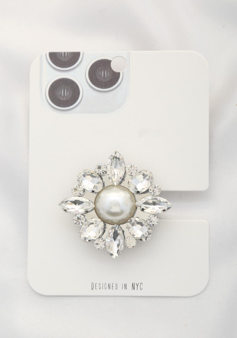 FLOWER PEARL RHINESTONE PHONE HOLDER