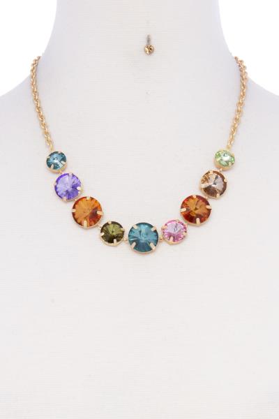 MULTI COLOR RHINESTONE NECKLACE
