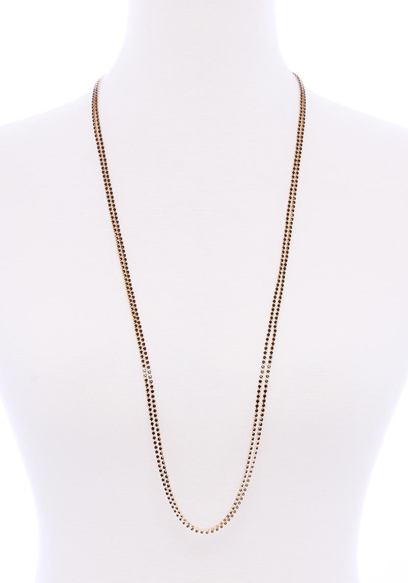 2 LAYERED BASIC 1 LINE RHINESTONE LONG NECKLACE