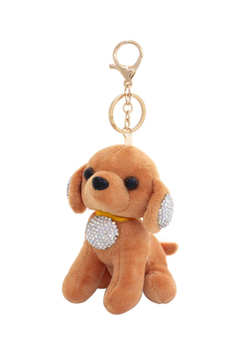 PLUSH DOG RHINESTONE KEYCHAIN