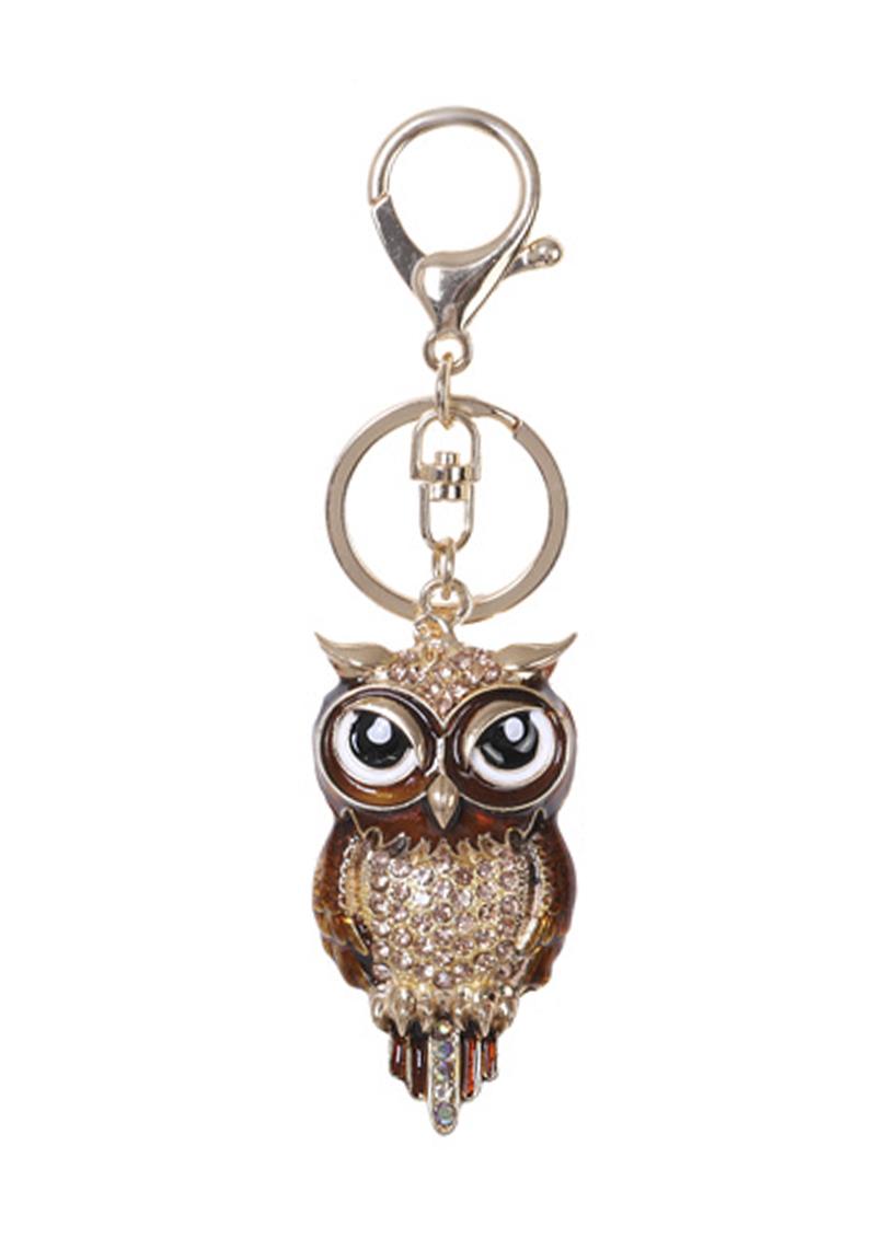 RHINESTONE OWL KEYCHAIN