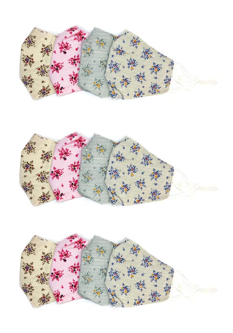 CHIC FASHION FLOWER PRINT FACE MASK - 12 PCS.