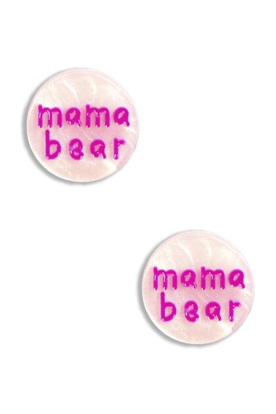 RESIN MAMA BEAR ROUND EARRING