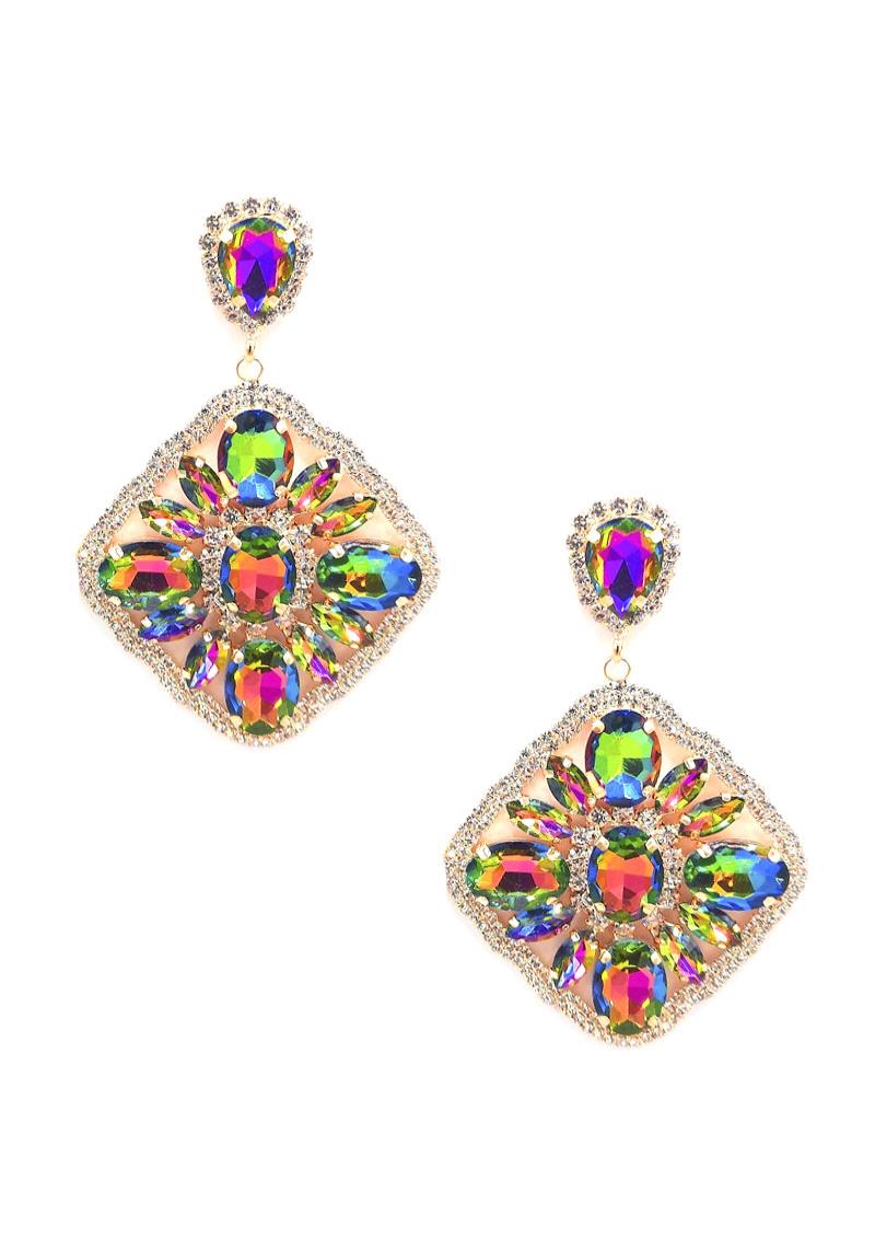 CRYSTAL STONE RHOMBUSES DANGLE EARRING