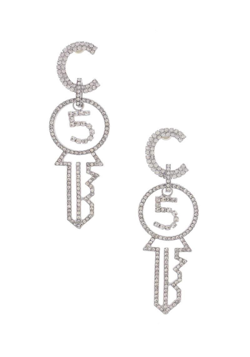 NUMBER 5 RHINESTONE KEY EARRING