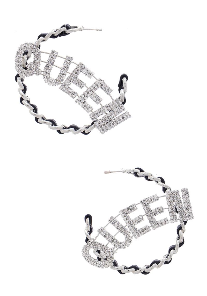 QUEEN RHINESTONE OPEN CIRCLE EARRING