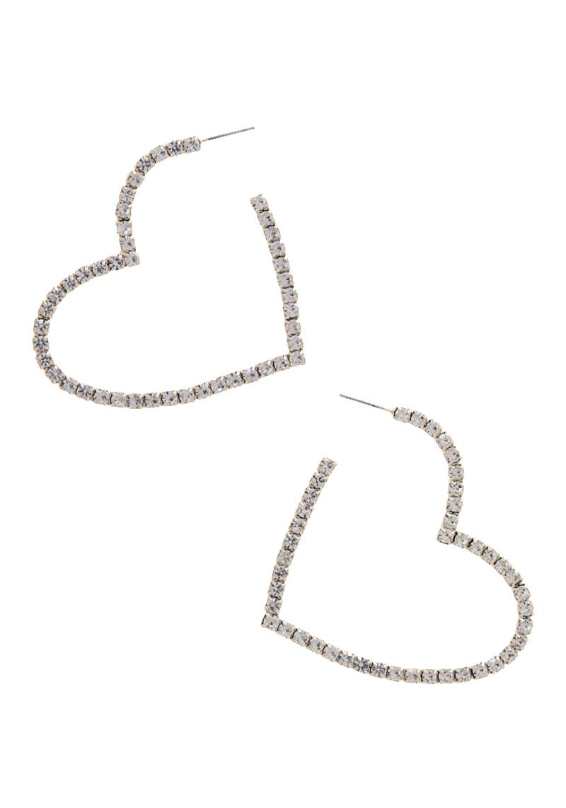 RHINESTONE OPEN HEART EARRING