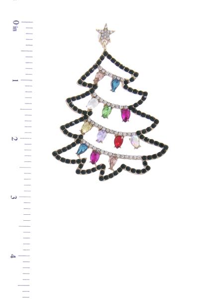 RHINESTONE CHRISTMAS TREE POST EARRING