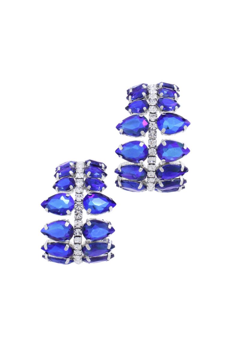 TEARDROP PAVED RHINESTONE OPEN CIRCLE DROP EARRING