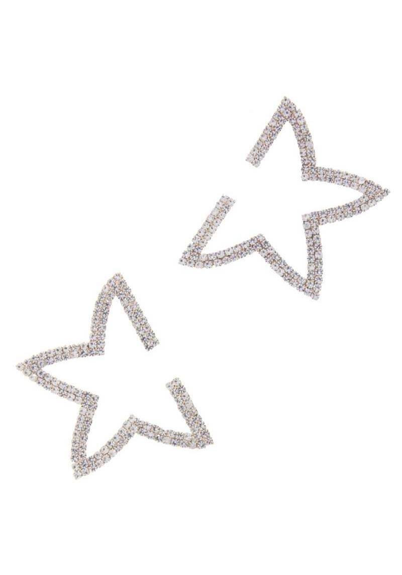 RHINESTONE ENCRUSTED OPEN STAR POST EARRING